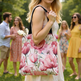 Bloemen Waterverf Roze Tulpenpatroon Crossbody Tas