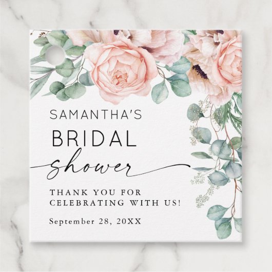 Bloemen Waterverf Roze Vrijgezellenfeest Bedankjes Labels (Voorkant)