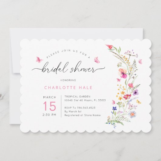 Bloemen Waterverf Roze Vrijgezellenfeest Kaart (Voorkant)