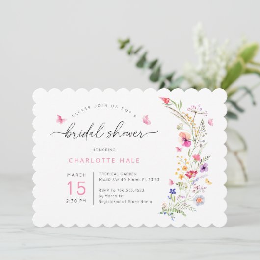 Bloemen Waterverf Roze Vrijgezellenfeest Kaart (Staand voorkant)