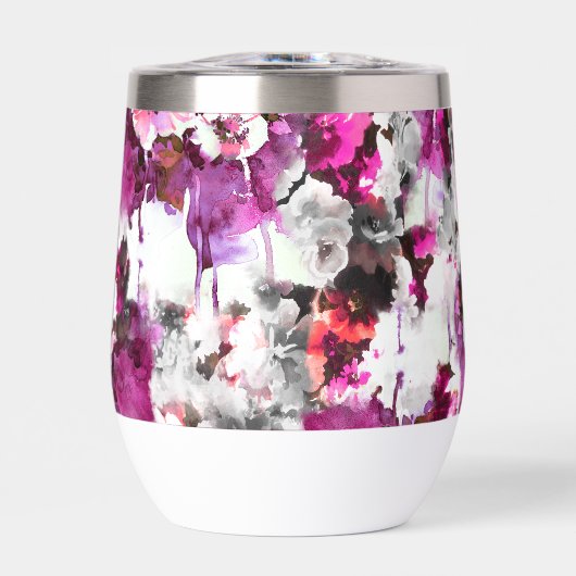 Bloemen Waterverf - Roze & wit abstract design (Voorkant)