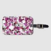 Bloemen Waterverf - Roze & wit abstract design Bagagelabel (Voorkant (horizontaal))