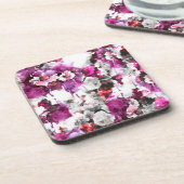 Bloemen Waterverf - Roze & wit abstract design Bier Onderzetter (Linkerzijde)