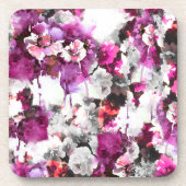 Bloemen Waterverf - Roze & wit abstract design Bier Onderzetter (Voorkant)