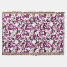 Bloemen Waterverf - Roze & wit abstract design Deken