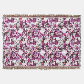 Bloemen Waterverf - Roze & wit abstract design Deken