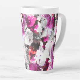 Bloemen Waterverf - Roze & wit abstract design Latte Mok