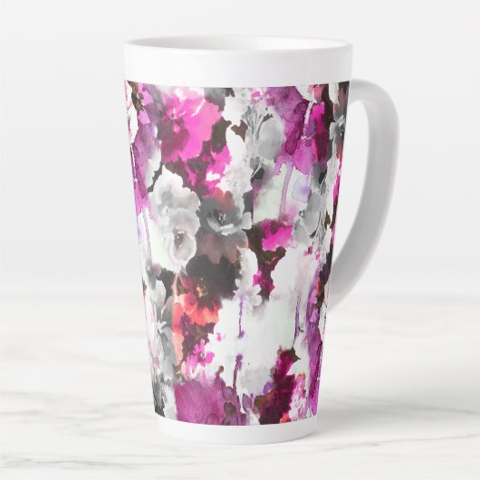 Bloemen Waterverf - Roze & wit abstract design Latte Mok (Rechterhoek)