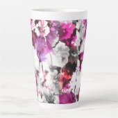Bloemen Waterverf - Roze & wit abstract design Latte Mok (Voorkant)