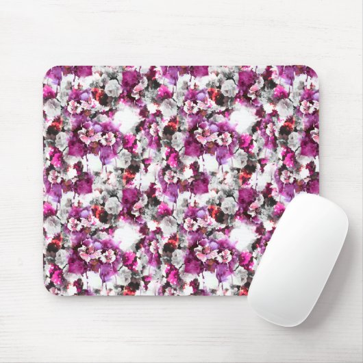 Bloemen Waterverf - Roze & wit abstract design Muismat (Met muis)