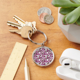 Bloemen Waterverf - Roze & wit abstract design Sleutelhanger