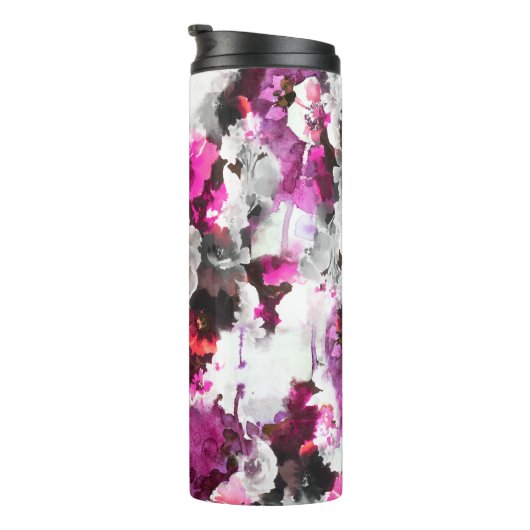 Bloemen Waterverf - Roze & wit abstract design Thermosbeker (Geroteerd rechts)
