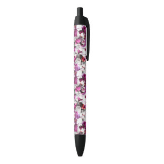 Bloemen Waterverf - Roze & wit abstract design Zwarte Inkt Pen
