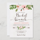 Bloemen Waterverf Rozen Bruids Brunch Uitnodiging (Voorkant)