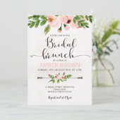 Bloemen Waterverf Rozen Bruids Brunch Uitnodiging (Staand voorkant)