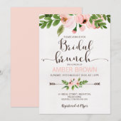 Bloemen Waterverf Rozen Bruids Brunch Uitnodiging (Voorkant / Achterkant)