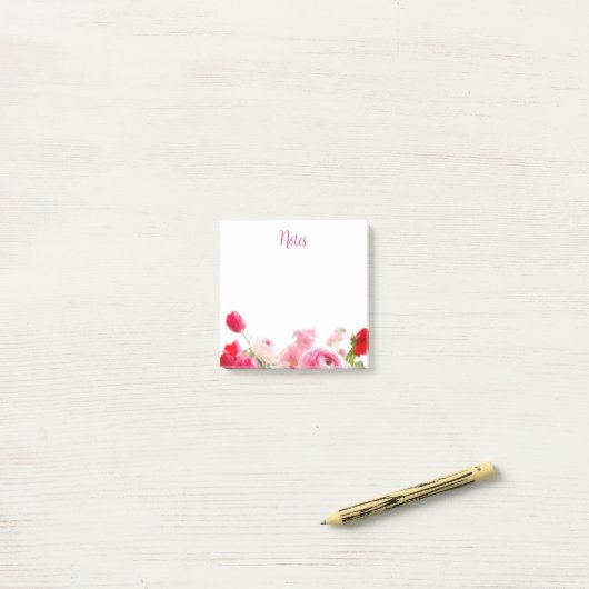 Bloemen Waterverf Rozen Custom Modern Post-it® Notes (Op bureau)