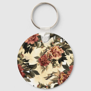 Bloemen Waterverf Rozen, pioenen patroon. Sleutelhanger