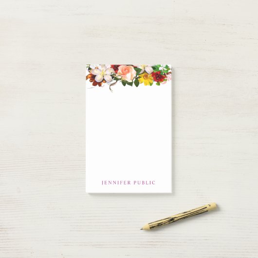 Bloemen Waterverf Rozen Sjabloon Kleurrijk Post-it® Notes (Op bureau)