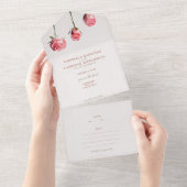 Bloemen Waterverf Rozen Terracotta Bruiloft All In One Uitnodiging (Afscheurbaar)