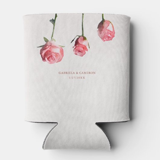 Bloemen Waterverf Rozen Terracotta Bruiloft Blikjeskoeler (Achterkant)