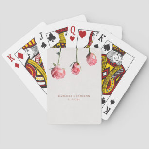 Bloemen Waterverf Rozen Terracotta Bruiloft Pokerkaarten