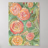 Bloemen Waterverf Rozen Wall Art Poster (Voorkant)