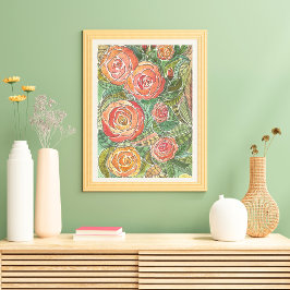 Bloemen Waterverf Rozen Wall Art Poster