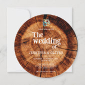 Bloemen Waterverf rustieke hout gesneden slice bru Kaart (Voorkant)