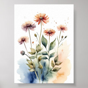 Bloemen Waterverf schilderij Poster