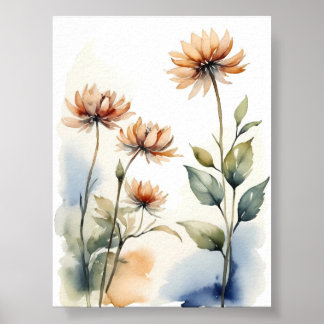 Bloemen Waterverf schilderij Poster