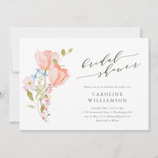  Bloemen Waterverf Script Vrijgezellenfeest Kaart (Voorkant)