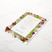 Bloemen Waterverf Sinaasappel Gouden Bruiloft Folie Uitnodiging (Gedraaid)