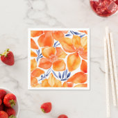 Bloemen waterverf sinaasappel servet (Insitu)