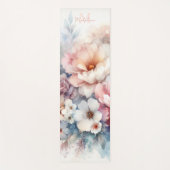 Bloemen Waterverf Stijlvolle Pastels Naam Monogram Yogamat (Voorkant)