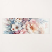 Bloemen Waterverf Stijlvolle Pastels Naam Monogram Yogamat (Voorkant (horizontaal))