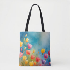 Bloemen waterverf tas met tulpen