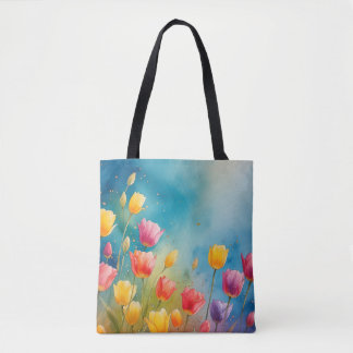 Bloemen waterverf tas met tulpen