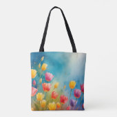 Bloemen waterverf tas met tulpen (Achterkant)