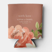 Bloemen Waterverf Terracotta bruiloft met liefde Blikjeskoeler (Voorkant)