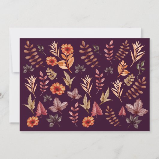 Bloemen Waterverf Thanksgiving Diner Bedankkaart (Achterkant)