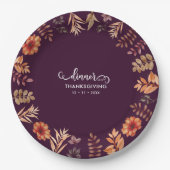 Bloemen Waterverf Thanksgiving Diner Papieren Bordje (Voorkant)