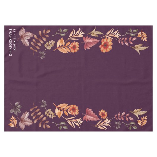 Bloemen Waterverf Thanksgiving Diner Tafelkleed (Voorkant (Horizontaal))