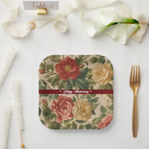 Bloemen Waterverf Trendy Collectie Papieren Bordje