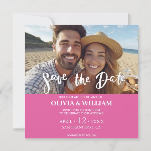 Bloemen Waterverf Tropisch strand Save the date Kaart (Voorkant)