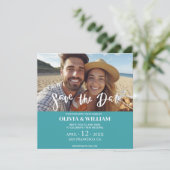 Bloemen Waterverf Tropisch strand Save the date Kaart (Staand voorkant)