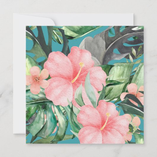 Bloemen Waterverf Tropisch strand Save the date Kaart (Achterkant)
