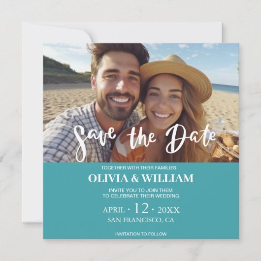 Bloemen Waterverf Tropisch strand Save the date Kaart (Voorkant)