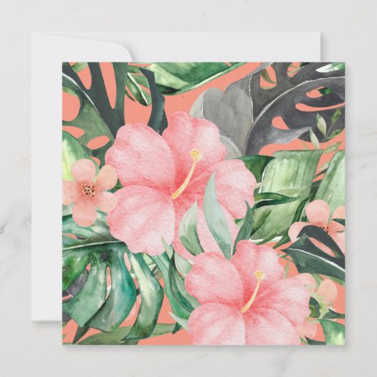 Bloemen Waterverf Tropisch strand Save the date Kaart (Achterkant)