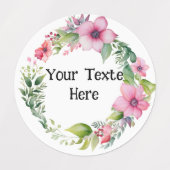 Bloemen Waterverf Tropische labels rond (Design 1)